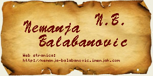 Nemanja Balabanović vizit kartica
